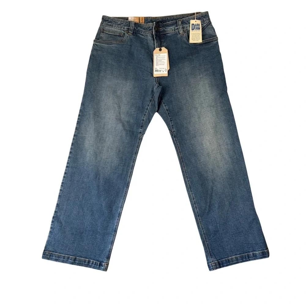 prAna Axiom Jean Mens 35x30 Antique Stone Wash Straight Leg Organic Cotton Denim